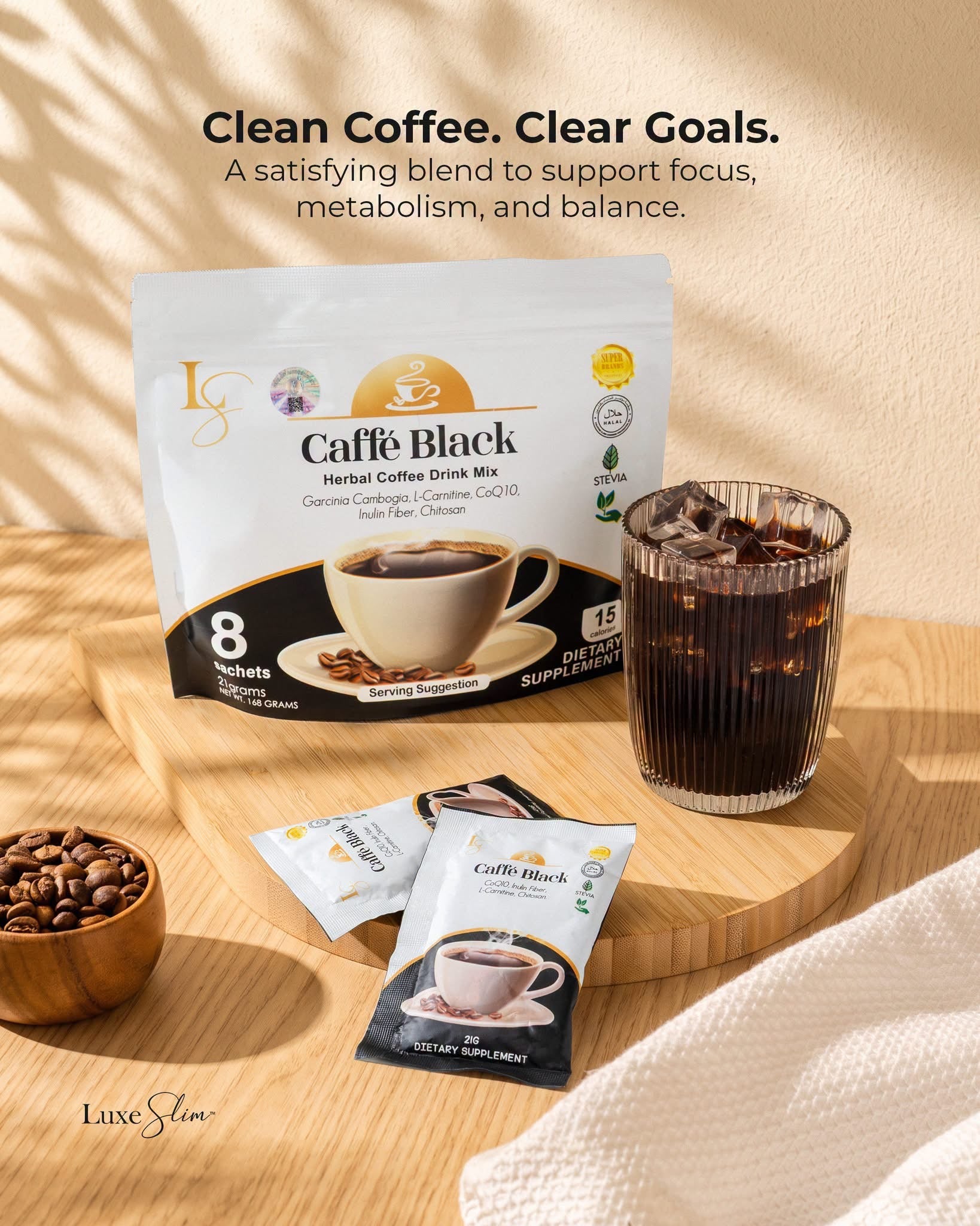 Luxe Slim Caffe Black 8 Sachets