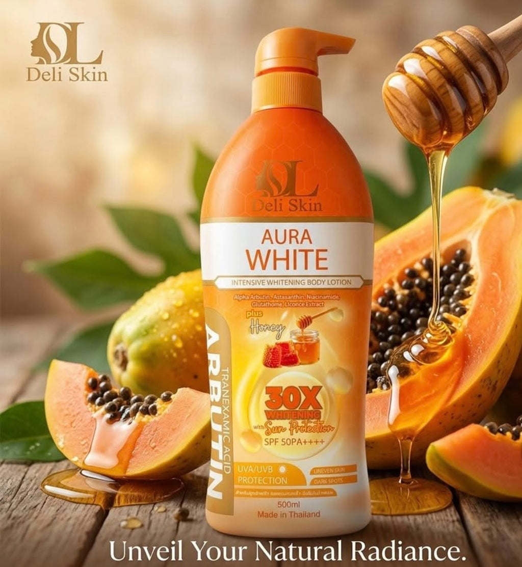 Deli Skin Aura White Whitening Body Lotion SPF50 PA++++ – 500ml