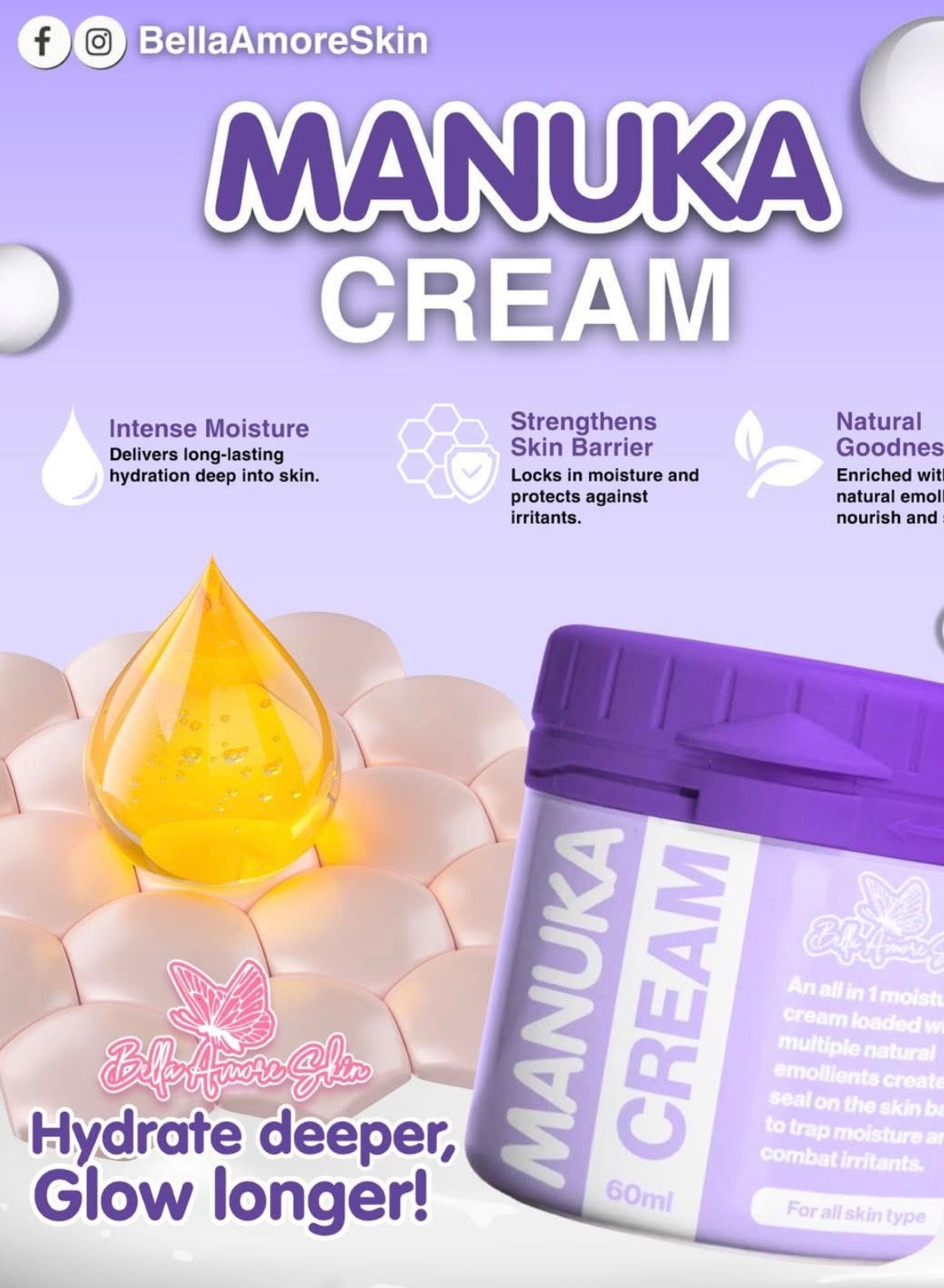 Bella Amore Skin Manuka Cream 60ml