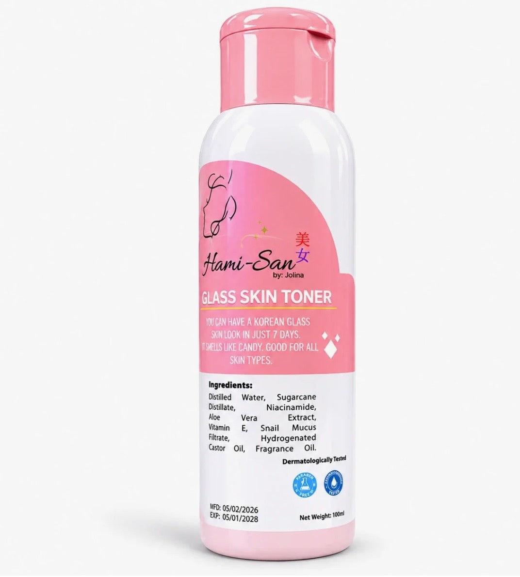 Hami-San Glass Skin Toner 100ml – Korean-Inspired Hydrating Facial Toner with Niacinamide, Aloe Vera & Snail Mucin for Smooth Radiant-Looking Skin