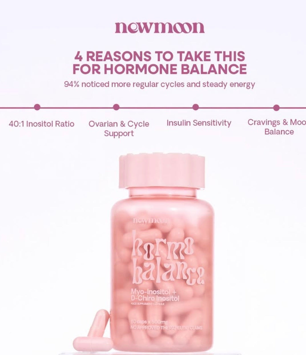New Moon Hormo Balance – Myo-Inositol + D-Chiro Inositol 60 Capsules x 500mg