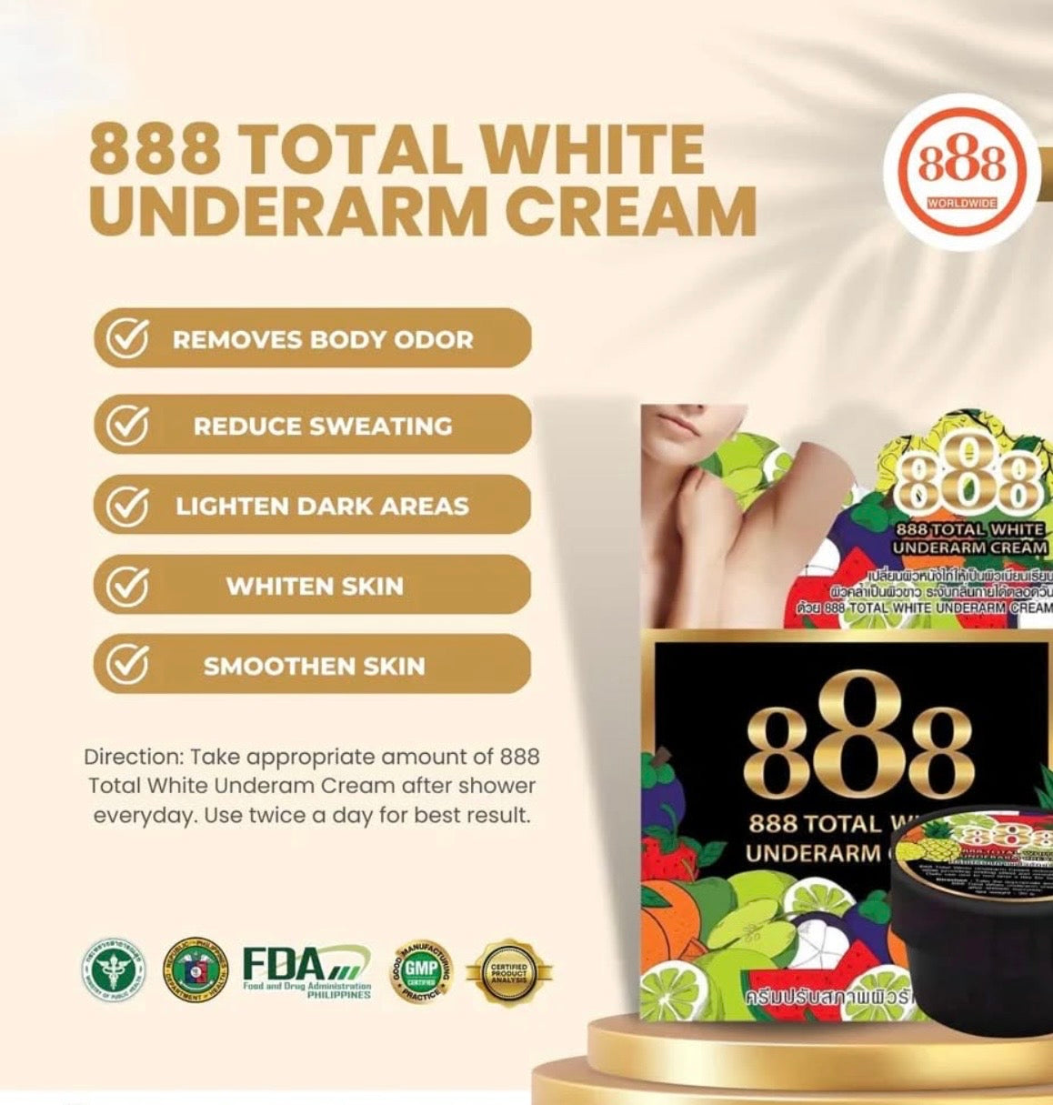 888 Total White Underarm Cream – 35g