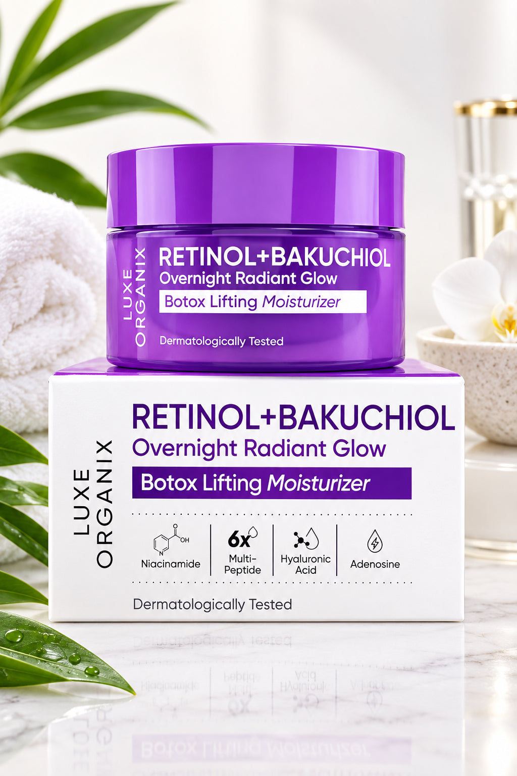 LUXE ORGANIX Retinol + Bakuchiol Overnight Radiant Glow Lifting Moisturizer 50g