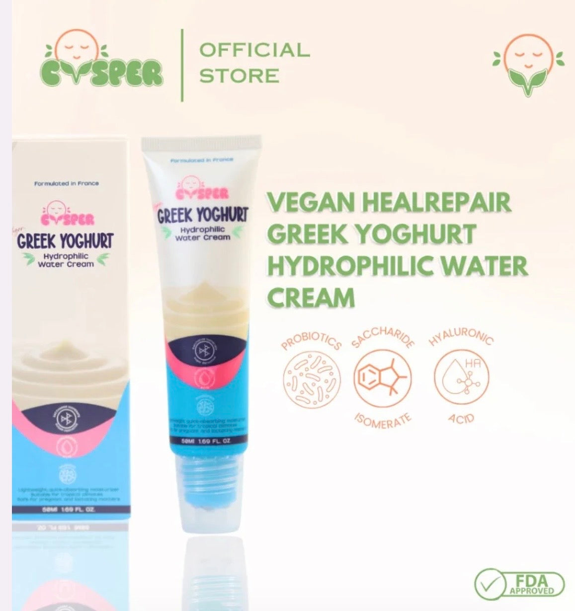 CVSPER Vegan Greek Yogurt Hydrophilic Water Cream – 50mL