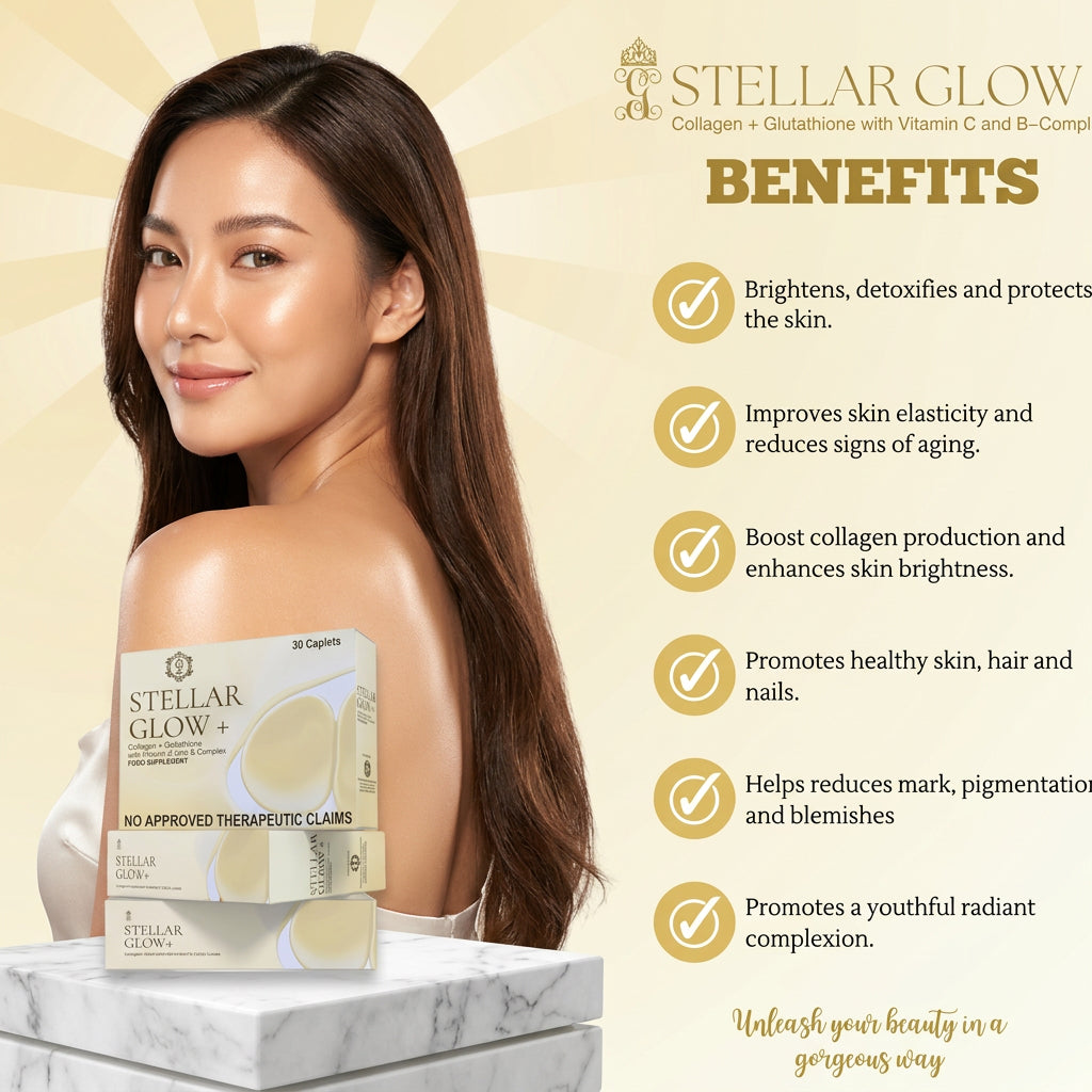 Stellar Glow + (Collagen, Glutathione, Vitamin C and B-Complex) by Gorgeous Glow  30 Caplets