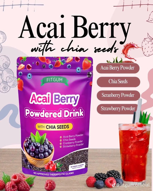 Fitgum Acai Berry Powdered Drink with Chia Seeds