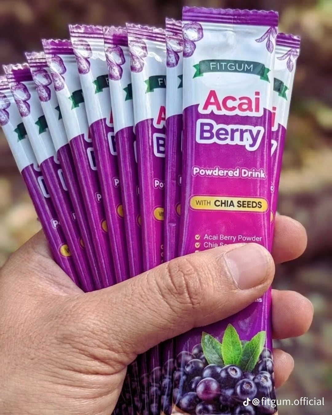 Fitgum Acai Berry Powdered Drink with Chia Seeds