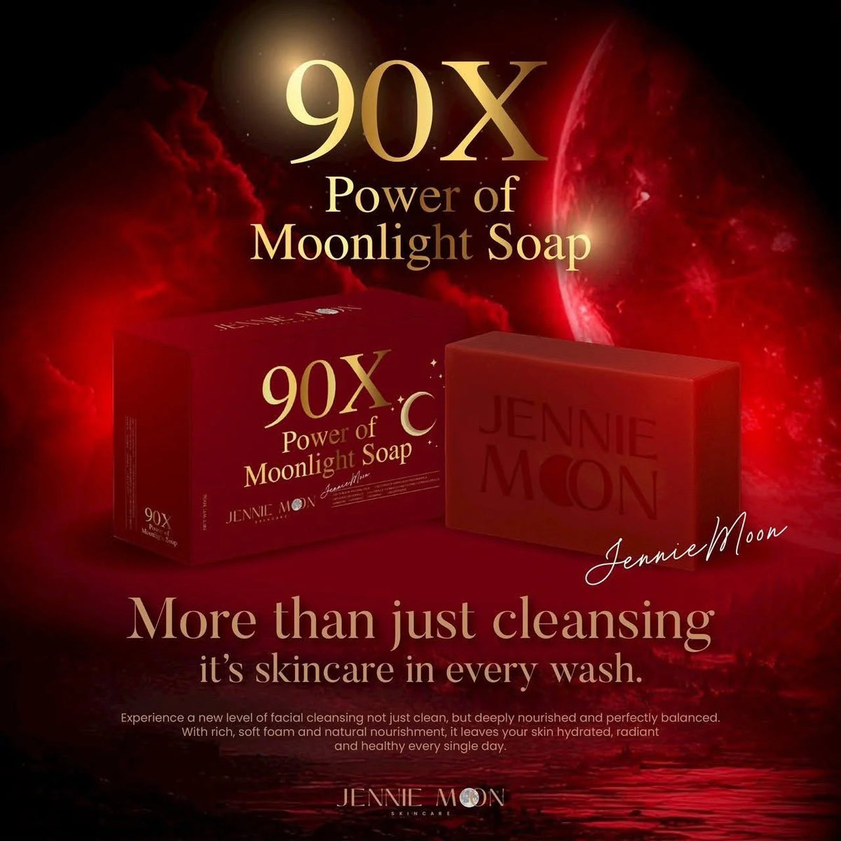 JENNIE MOON C 90X Moonlight Facial Soap 160g – 20 Natural Oils, Avocado Complex, Amino Acids, Niacinamide, Vitamin C & E, Glutathione, Hyaluronic Acid
